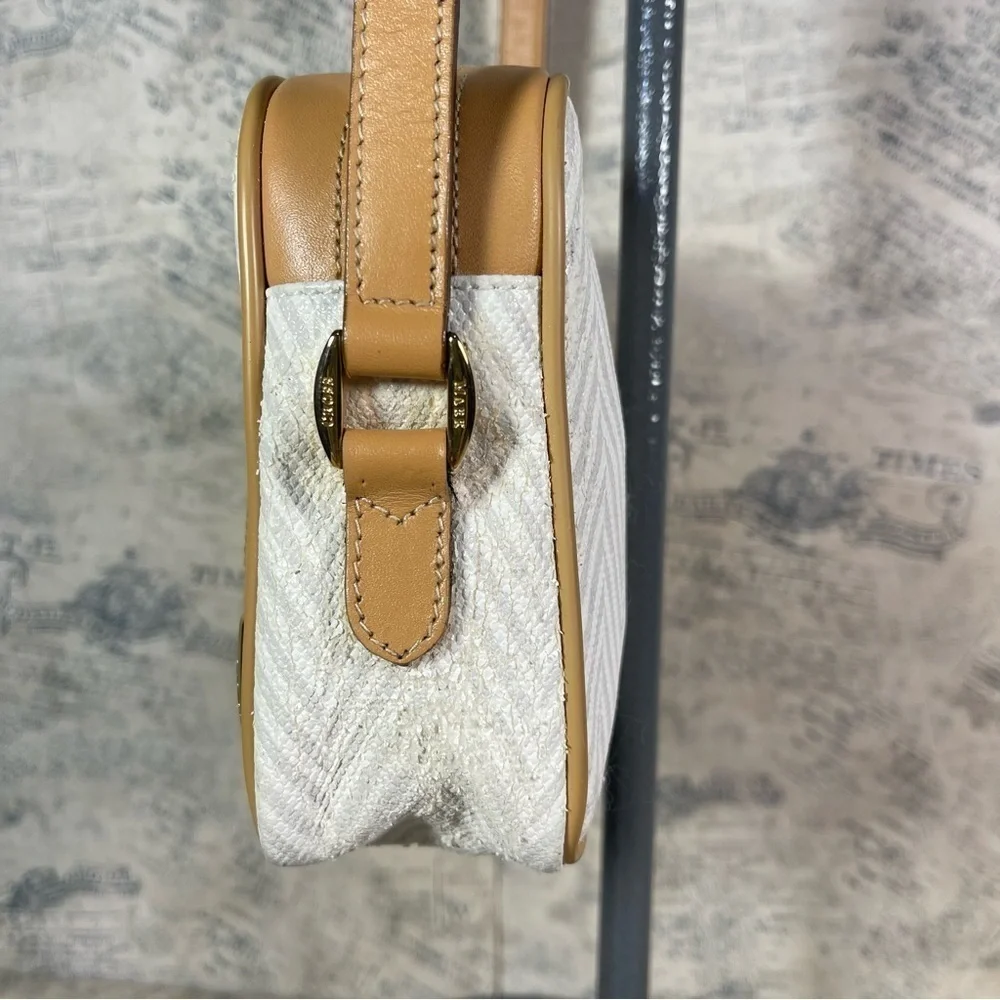 Vintage 80s Mark Cross Signature Herringbone Crossbody Bag Made in Italy